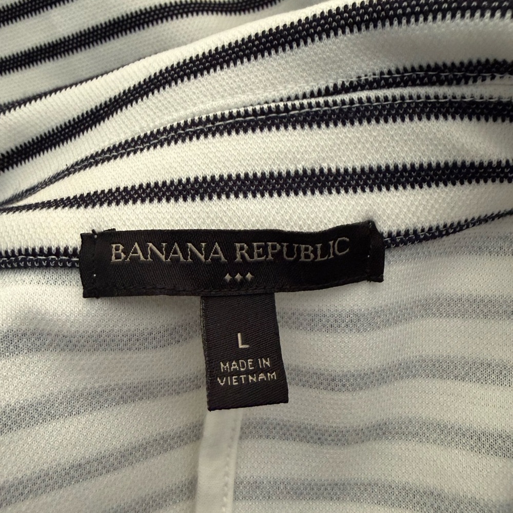 Banana Republic Preppy Large Knit Blazer Jacket Striped Stretch Pockets Navy - Picture 6 of 7